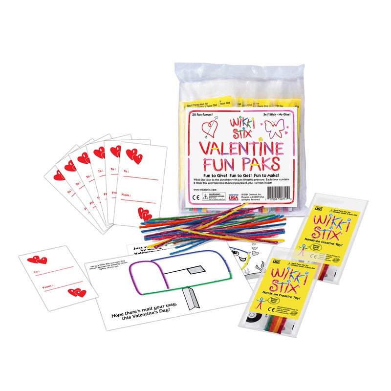 WikkiStix Wikki Stix Valentine's Fun Favors 50 Pak. Valentine's Gifts for Kids and Kids Classroom Gift Bags. 50 Individually Packaged Paks, each with 8 Wikki Stix and Connect-the-Dot Craft. Made in USA - Image 3